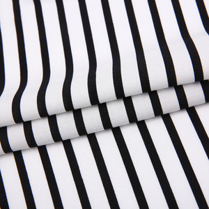 Tissu en popeline 100 coton, étoffe tissée à rayures noires <span class=keywords><strong>et</strong></span> blanches de qualité supérieure - Product Image 2