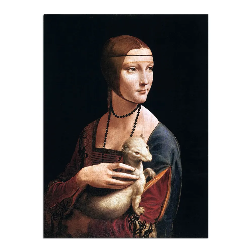 Tái Tạo Đồ Cổ Nhân Vật Nghệ Thuật Nổi Tiếng Lady An Ermine Leonardo Da Vinci Tranh Có Khung