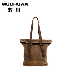 Commercio all'ingrosso tote <span class=keywords><strong>borsa</strong></span> delle donne di alta capacità semplice cerato tela di canapa delle donne del sacchetto di spalla - Product Image 2