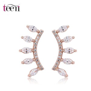 El oro al por mayor de calidad superior Teemi Austrial cristalina clara Uique Diseño Rose plateado CZ Pestaña muchacha de las <span class=keywords><strong>mu</strong></span> - Product Image 1