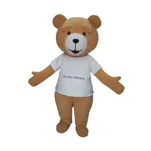 OEM personalizado personaje de dibujos animados publicidad Cosplay suave felpa marrón oso mascota disfraz para adulto