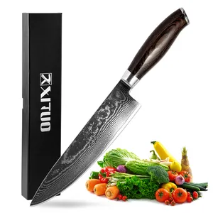 Hot Damascus Thép Đầu Bếp Dao 8 Inch VG10 Nhật Bản Damascus Professional Cutter Cắt Lát Filleting Santoku Cleaver Công Cụ Nấu Ăn CN