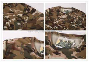 T-Shirt Outdoor Nera <span class=keywords><strong>con</strong></span> Motivo Pitone Mimetico, Collo a O, Asciugatura Rapida, Tessuto Traspirante e Resistente per Operazioni sul Campo - Product Image 4