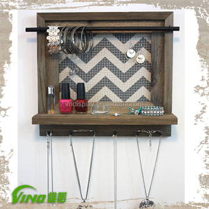 Eco-Friendly Wooden Jewelry Organizer Vintage Style <b>Wall</b>-Mounted Multi-Slot <b>Hooks</b> Trays for Earrings for Home Use Jewelry - Product Image 1