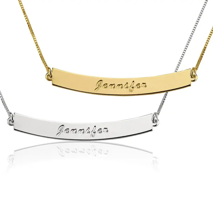 Collar de barra curvada de acero inoxidable personalizable con nombre, placa personalizable