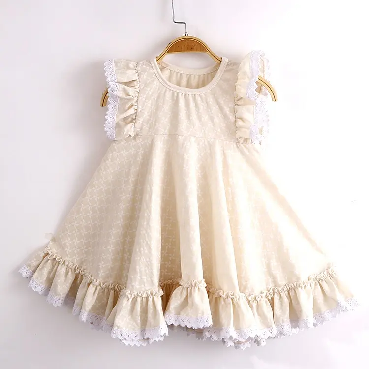 Wholesale Boutique cotton kids summer Clothing Baby Girls Lace Sleeveless Simple Design Baby Girl party Clothes Dress