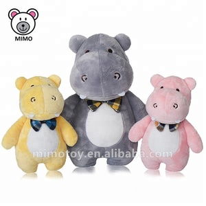 Jouet en peluche hippopotame jaune mignon personnalisé OEM avec nœud papillon, certifié GOTS, vente en gros, pas cher, dessin animé, jouet en peluche pour enfants, jouet en peluche doux, hippopotame - Product Image 5