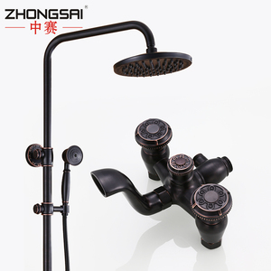 Baño de latón doble ASA antigua negro mezclador de <span class=keywords><strong>ducha</strong></span> con <span class=keywords><strong>ducha</strong></span> de mano - Product Image 3