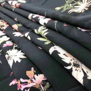 Fonesun-SK166 Digital Floral Printed 61gsm Moss Crepe Crepe de Chine Stretch Composition Indian Fabric for Dress Garment