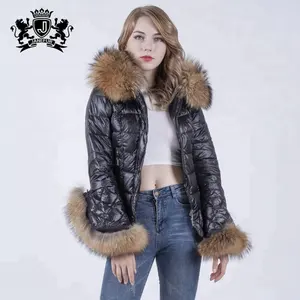 Son tasarım kore moda kadın kış ceket aşağı kürk yaka kadın ceket