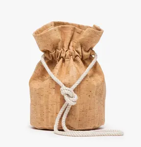 环保棉绳拉绳软木袋人造木纹pu手提包