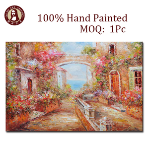 Bella decorazione della parete di casa dipinti impressionisti fatti a mano di villaggi - Product Image 2