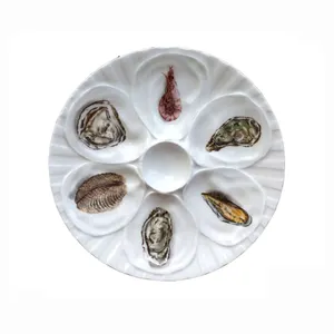White Ceramic Seafood Oyster Plate Fischgericht Restaurants, Fast Food und Takeaway Food Services Party Custom ized Size Irregular