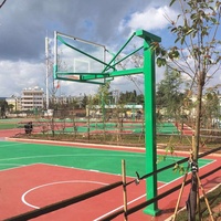 Ensemble de support de poteau de basketball encastré à double bras en tube carré, taille standard, hauteur réglable, pour intérieur et extérieur, prix usine