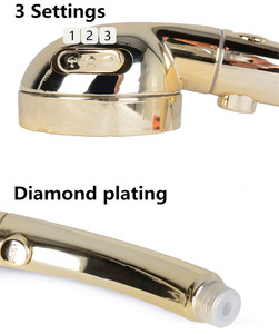 Bathroom Gold Adjustable Rainfall Stop <strong>Switch</strong> 3 Settings Hand <strong>Shower</strong> Head - Product Image 5