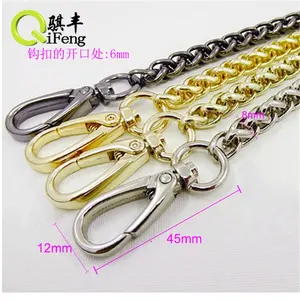 gold color metal chain with snap hooks for handbag C-037