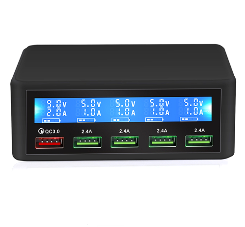 USB Quick Charger 40W 5-Port LED Display Quick Charge 3.0 Fast Charger  Charging Station for  iPhone X 11 12 13  14 15  for ipad
