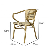 Chaise de bistrot empilable en aluminium et rotin de style moderne pour jardin, café et terrasse