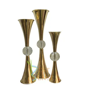 Vaso centrotavola tromba oro alto 28 "per matrimonio