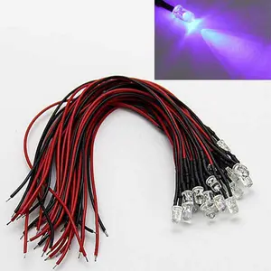 发光二极管 5毫米 12 V UV 395nm 410nm 预连线 Led 二极管