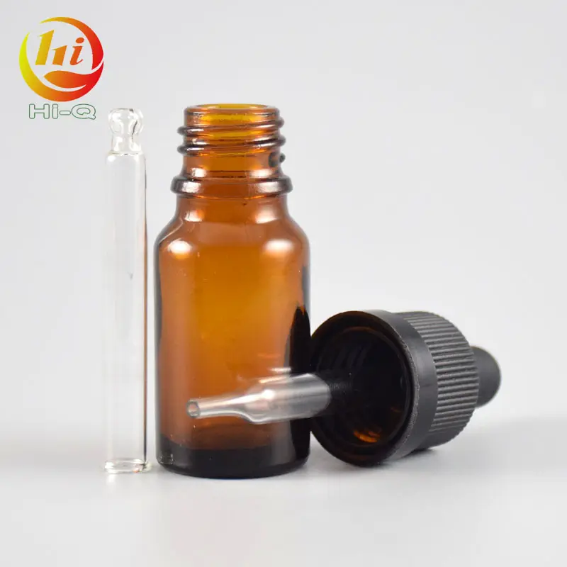 Çocuk geçirmez damlalıklı amber cam şişeler 10 ml pipet damlalık/uçucu yağ şişesi 10 ml