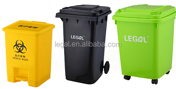 2 Ruedas 120L Plástico Bin para el Almacén Industrial Basura Bin