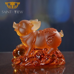 Décoration Feng Shui du Nouvel An 2024, figurine de cochon en cristal Liuli sculpté en <span class=keywords><strong>ambre</strong></span> <span class=keywords><strong>Saint</strong></span>-View - Product Image 5
