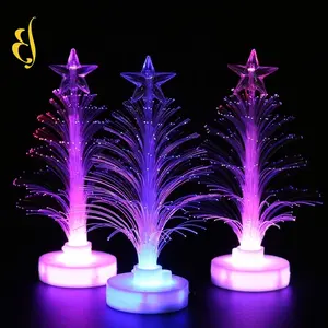 Verlichte Led Kerstboom Nachtlampje Gift Kleurrijke Glasvezel Kerstboom Led Licht Met Glasvezel Boom Base