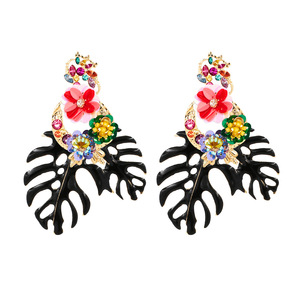 <span class=keywords><strong>Orecchini</strong></span> <span class=keywords><strong>Pendenti</strong></span> Grandi Fatti a Mano con Foglie e Fiori in Cristallo Colorato di Lusso Design alla Moda per Gioielli da Donna - Product Image 4