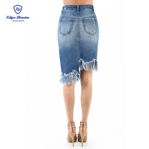 Offres Spéciales <span class=keywords><strong>Dames</strong></span> Sexy Moustache Ourlet Serré Jupe En Jean - Product Image 3