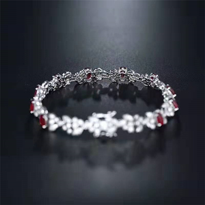 Pulseira de Luxo com Pedra Preciosa Vermelha e Diamante Fino de <span class=keywords><strong>5</strong></span>.2ct Rubi Natural para Casamento Feminino - Product Image 2