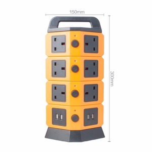Tower Power Strip 2500W Smart <strong>Socket</strong> <strong>Surge</strong> <strong>Protector</strong> 10 UK <strong>Socket</strong> 4 USB Charging Station 6.5ft Extension Cord Orange - Product Image 4