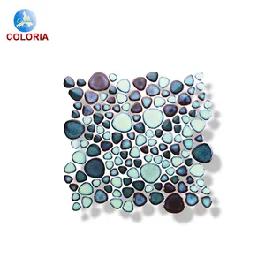 Tuiles en céramique bleues et <span class=keywords><strong>turquoise</strong></span> mélangées dans diverses formes de mosaïque - Product Image 1