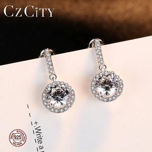 CZCITY Zircon Real <strong>Silver</strong> Drop <strong>Long</strong> <strong>Earrings</strong> Women Dangle Hanging <strong>Earring</strong> 925 Sterling-<strong>Silver</strong> Luxury Fine Jewelry - Product Image 4