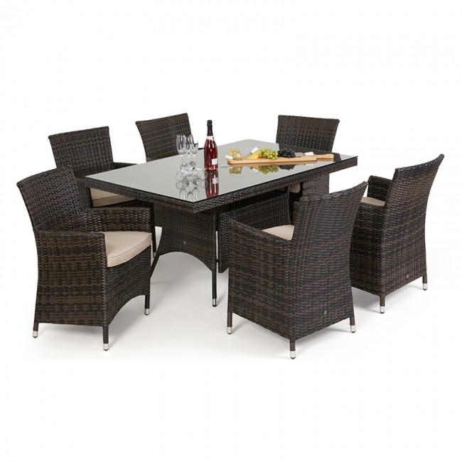 Hot sale all weather rectangular dining table rattan tables and chairs for sale