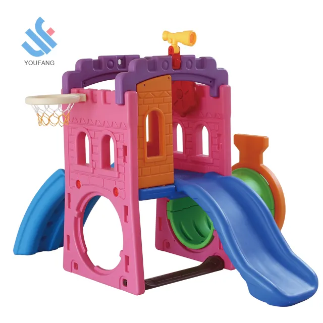YF-9012G幼児ガーデンゲーム就学前屋外屋内遊び場ピンク子供プラスチック城遊びトンネルクライミングスライド