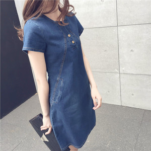 Signore di modo di Estate Del Manicotto Del Bicchierino del Vestito Delle Donne Più Il Formato Del <span class=keywords><strong>Denim</strong></span> del Vestito - Product Image 3