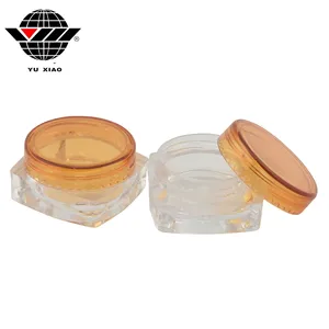 Precio barato 3g de plástico vacía de forma cuadrada frascos contenedor redondo tapa transparente de embalaje cosmético tarro