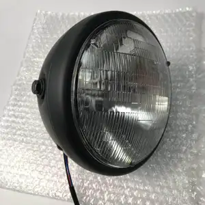 Classic Retro 7'' Black Motorcycle Front LED Headlight For E BIKE Cafe Racer Bobber Headlamp