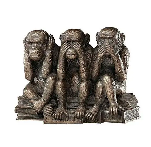 Bronzo Tre Verità di Uomo Figurine Sentire-No See-No Speak-No Evil Scimmie Statua