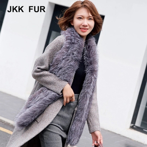 Mujeres de invierno Real Fox Fur bufanda cuello de <span class=keywords><strong>zorro</strong></span> plateado <span class=keywords><strong>Super</strong></span> moda bufanda larga - Product Image 5