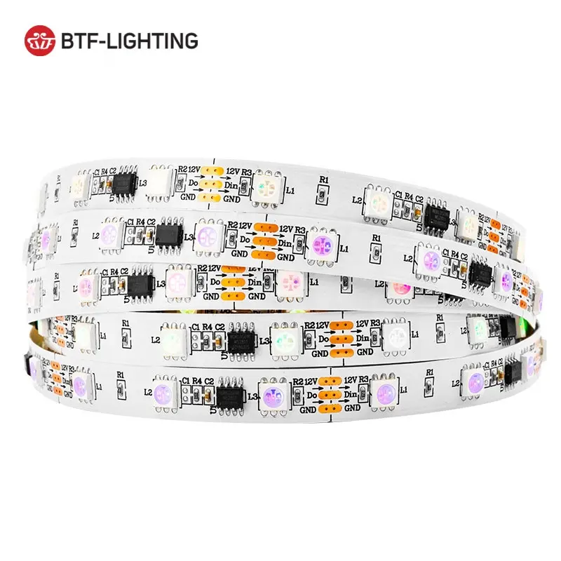 Shen zhen BTF LIGHTING wholesale smart silicone running color digital rgb pixel led strip ws2811