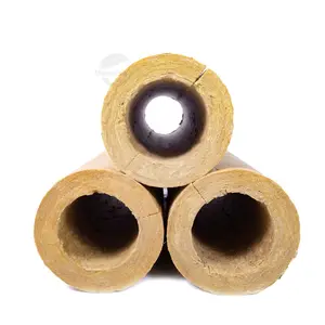 Moisture proof rock wool insulation tube/boards heat absorbing fireproof rock wool pipe shell