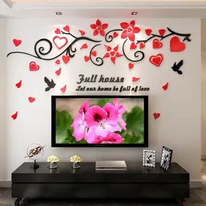 3D 아크릴 꽃 벽 스티커 이동식 데칼 홈 장식 DIY 아트 장식 벽화
