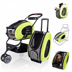 Multifunctionele Pet Carrier Rugzak Autostoel Pet Carrier Wandelwagen Carriers Met Wielen Voor Honden En Katten All In One