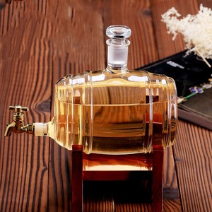 Dispensador de Licor de Whisky y Vino con Forma de Barril de Bourbon de 1000 ml, Diseño Único y Elegante AIHPO05, con Base de Madera para Alcohol - Product Image 2