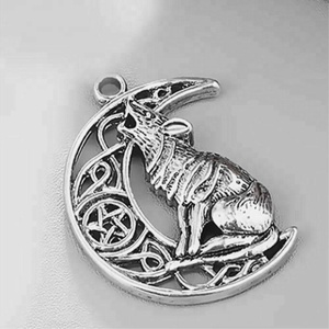 Stile Vintage antico argento placcato Valknut odin's Symbol del norrello vichel uomini luna lupo ciondoli amuleto ciondoli ciondoli - Product Image 2