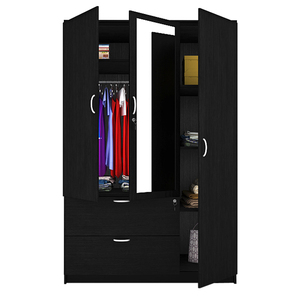 Cheap Price Freestanding Modern Laminate 3-Door Bedroom Furniture <strong>Wardrobe</strong> <strong>with</strong> <strong>Mirror</strong> for Gym Use - Product Image 3