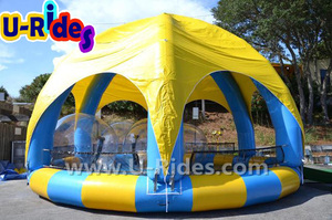 Grande <span class=keywords><strong>piscine</strong></span> d'eau de natation <span class=keywords><strong>ronde</strong></span> bleue en PVC de forme différente personnalisée en gros avec couverture de tente pour un usage familial - Product Image 2