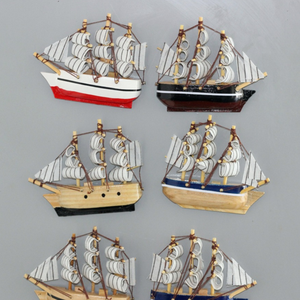 Créatif En Bois Réfrigérateur Autocollant Simulation Voilier Modèle Aimant de Réfrigérateur Design Mixte - Product Image 5